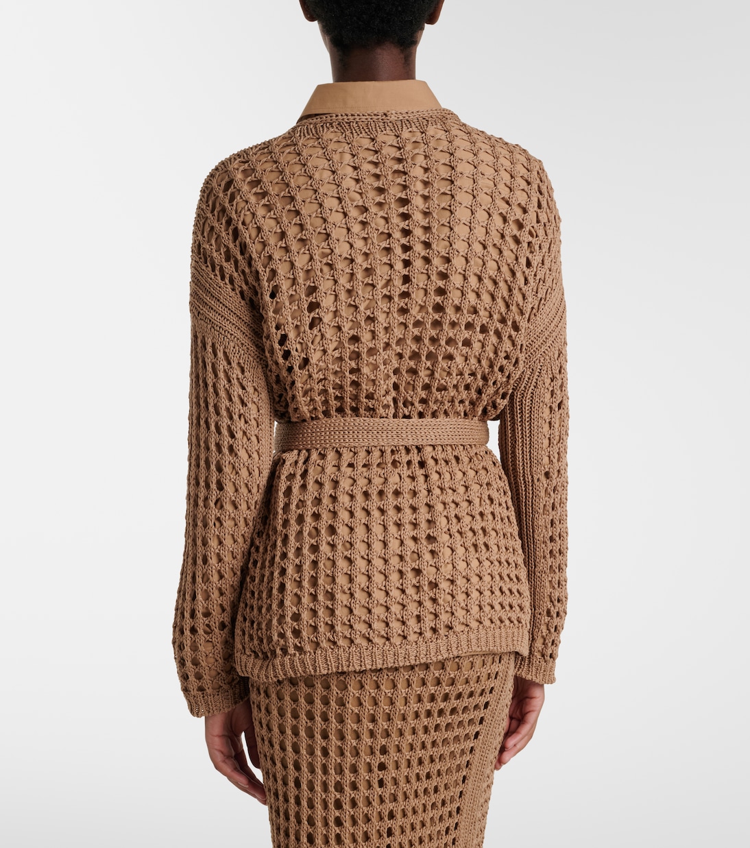 Gelo open-knit cotton wrap cardigan | Max Mara