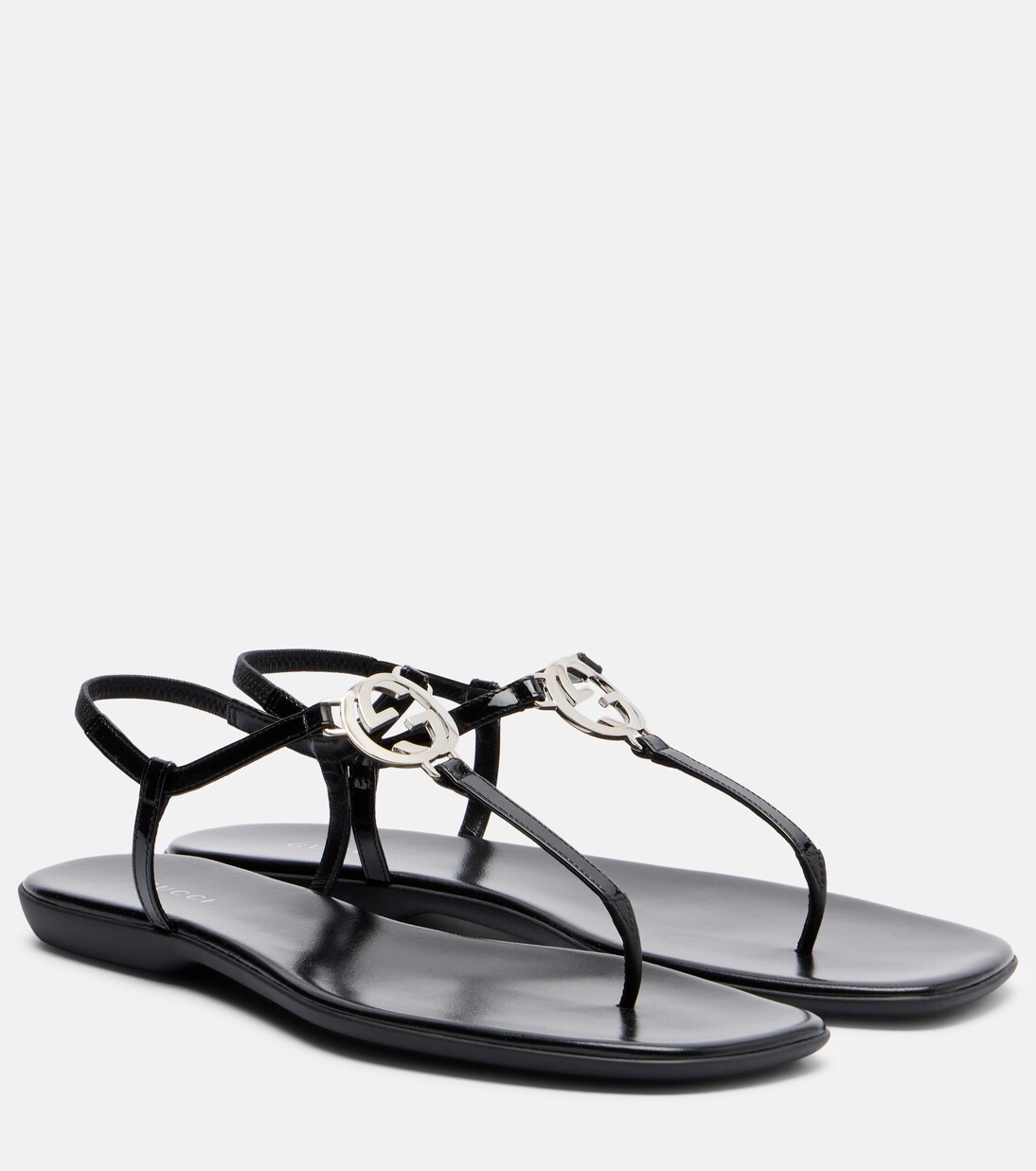 Interlocking G patent leather thong sandals | Gucci