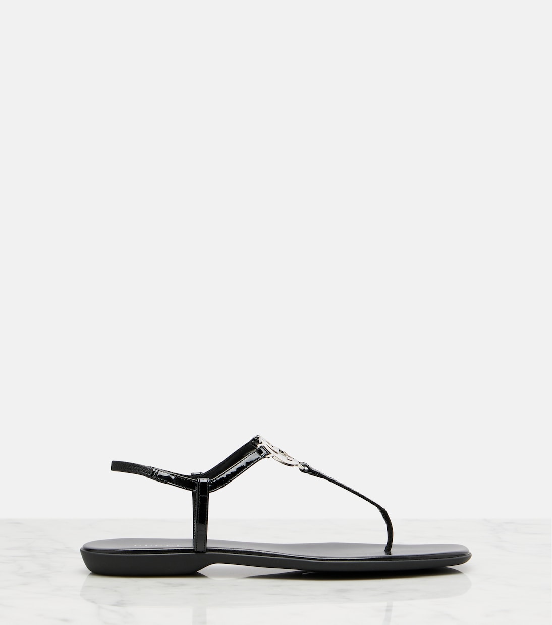 Interlocking G patent leather thong sandals | Gucci