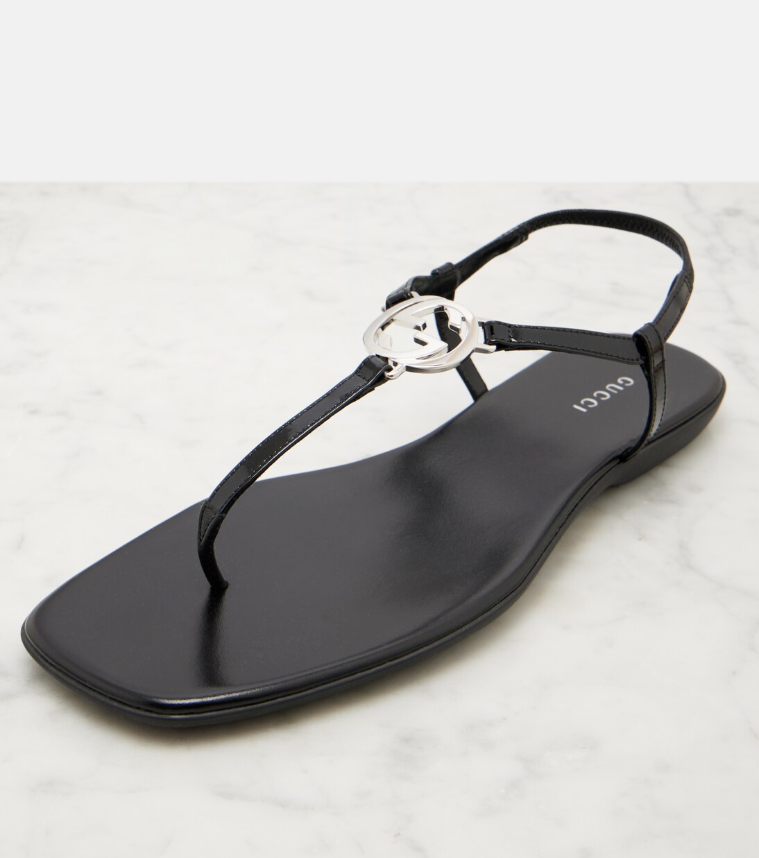 Interlocking G patent leather thong sandals | Gucci