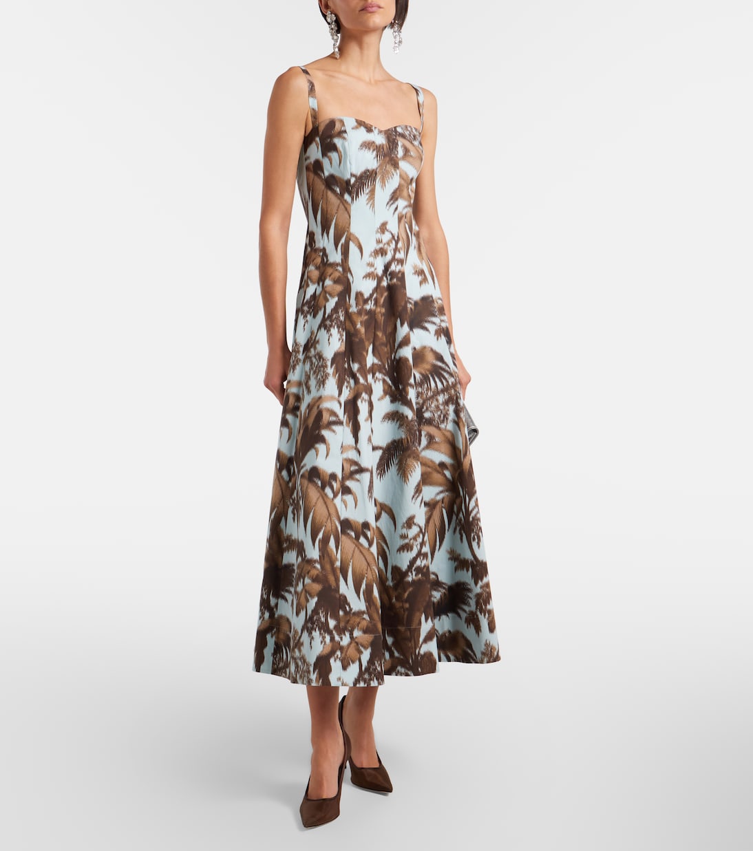 Vestido midi de popelín en mezcla de algodón | Oscar de la Renta