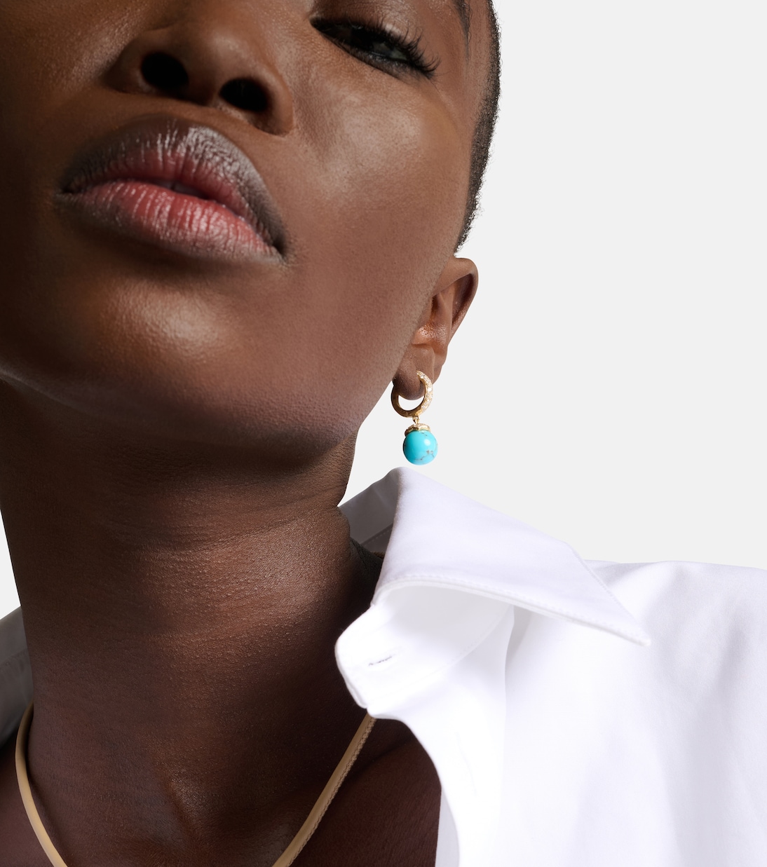 Orb 18kt gold hoop earrings with turquoise and diamonds | Octavia Elizabeth