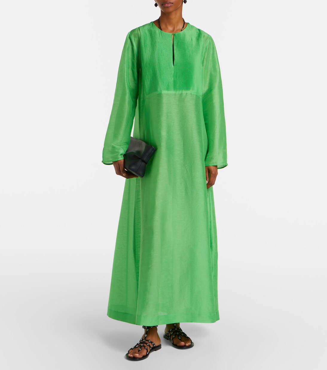 Caftano in lino e seta plissé | Tory Burch