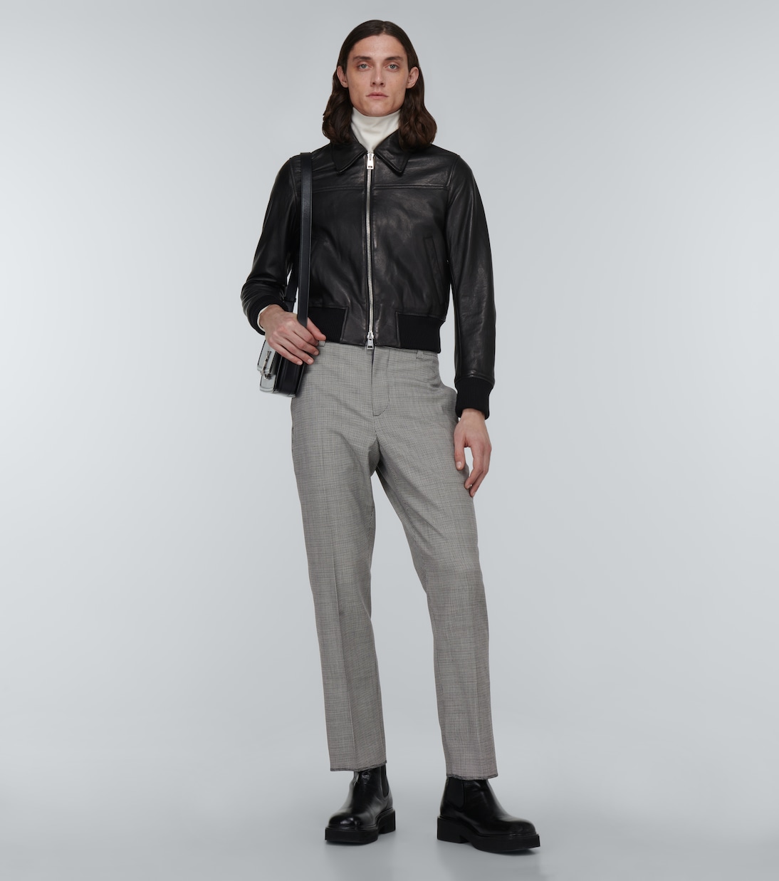 Checked high-rise straight pants | Nanushka
