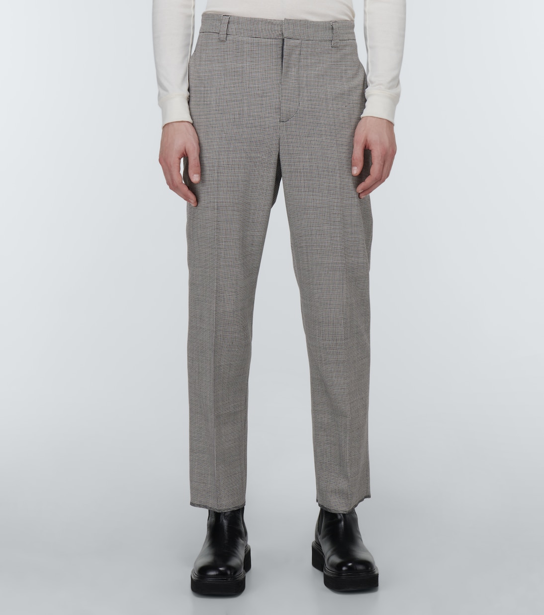 Checked high-rise straight pants | Nanushka