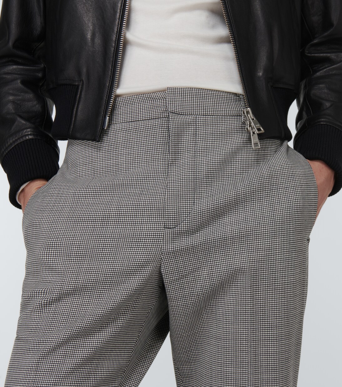 Checked high-rise straight pants | Nanushka