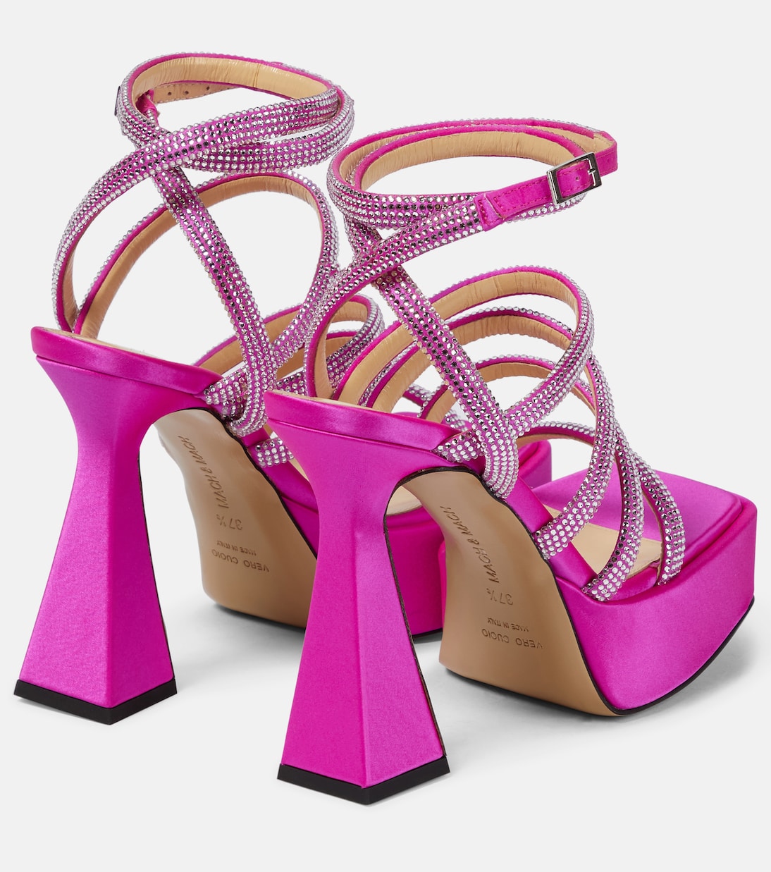 Verzierte Plateausandalen Sydney aus Satin | Mach & Mach