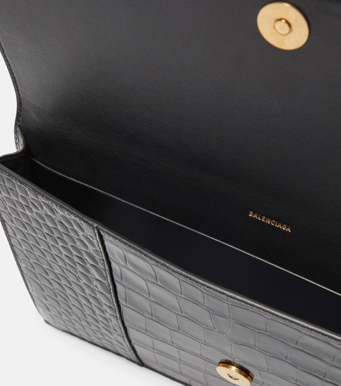 Hourglass Small croc-effect leather clutch | Balenciaga
