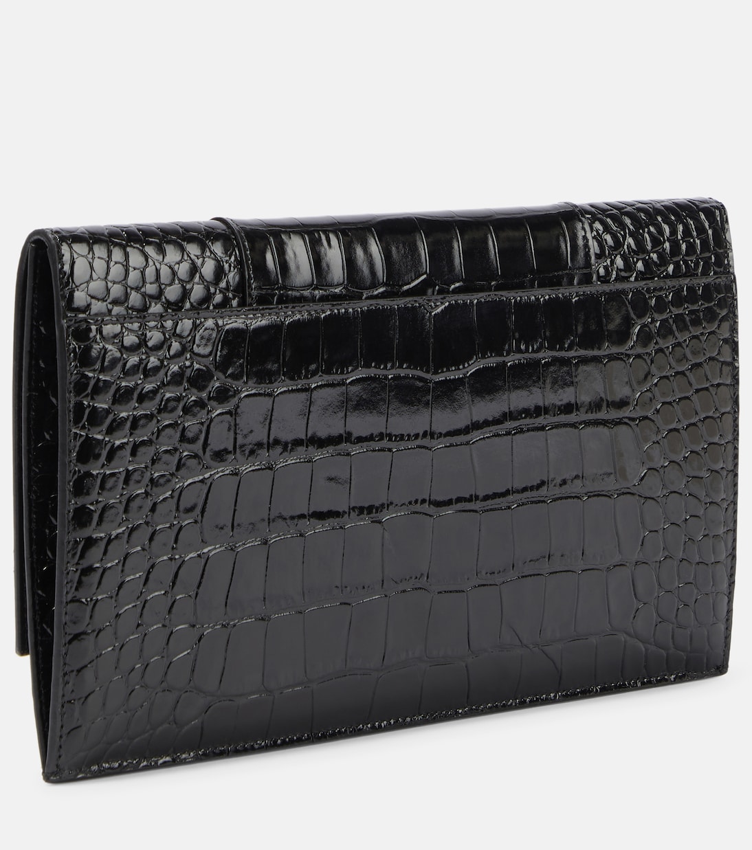 Hourglass Small croc-effect leather clutch | Balenciaga