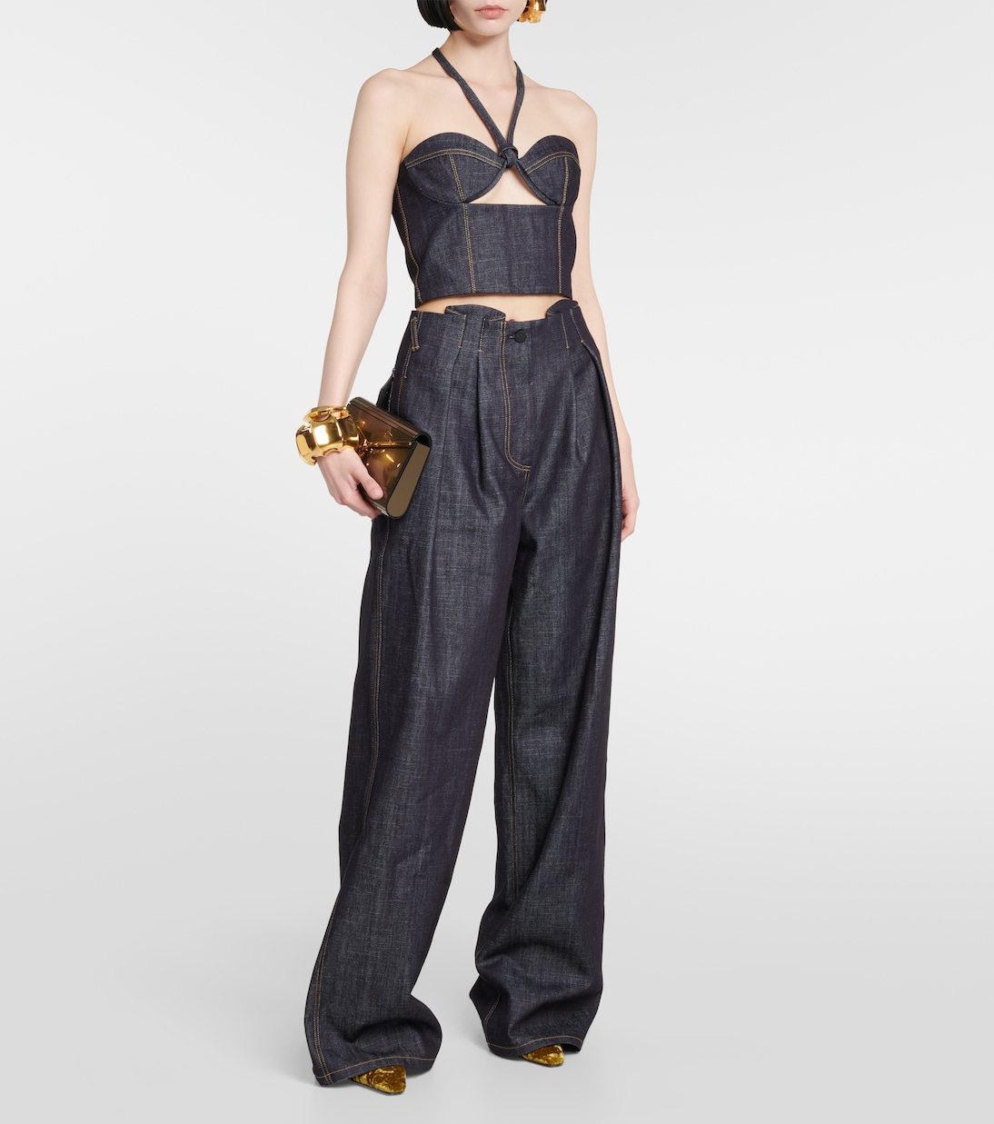 Bustier-Top Aspos aus Denim | The Mannei