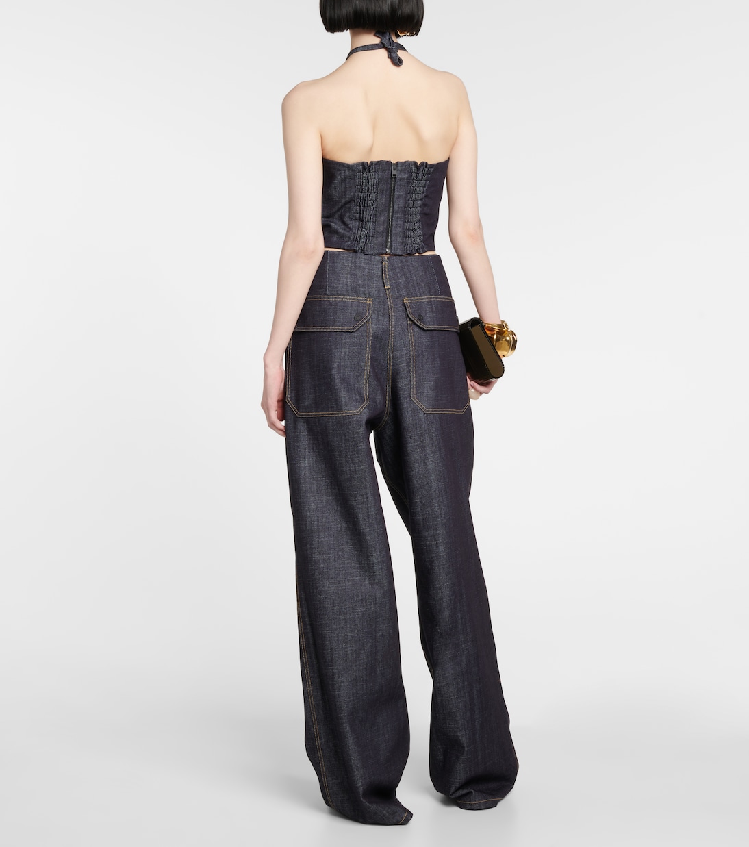 Bustier-Top Aspos aus Denim | The Mannei