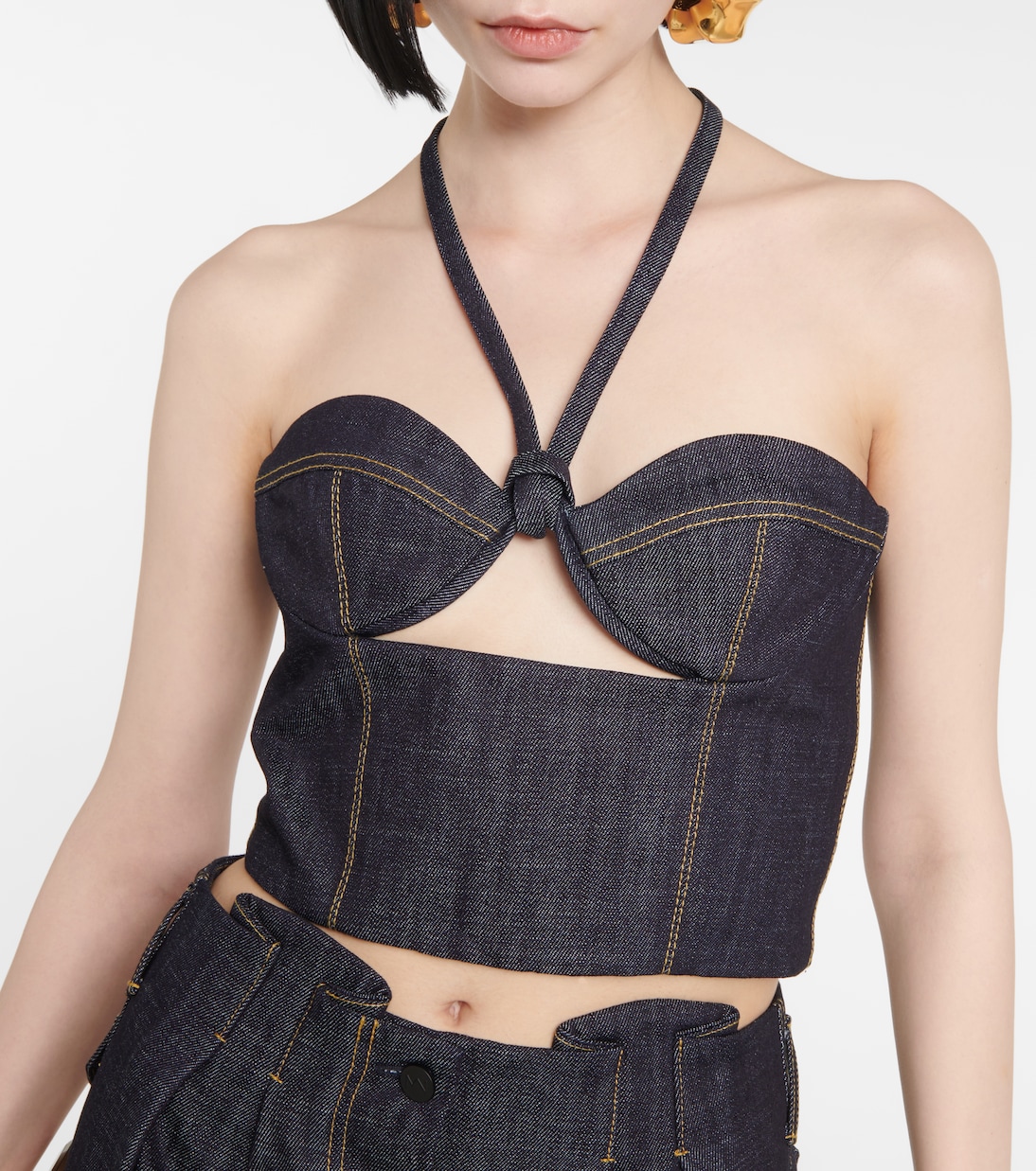 Bustier-Top Aspos aus Denim | The Mannei