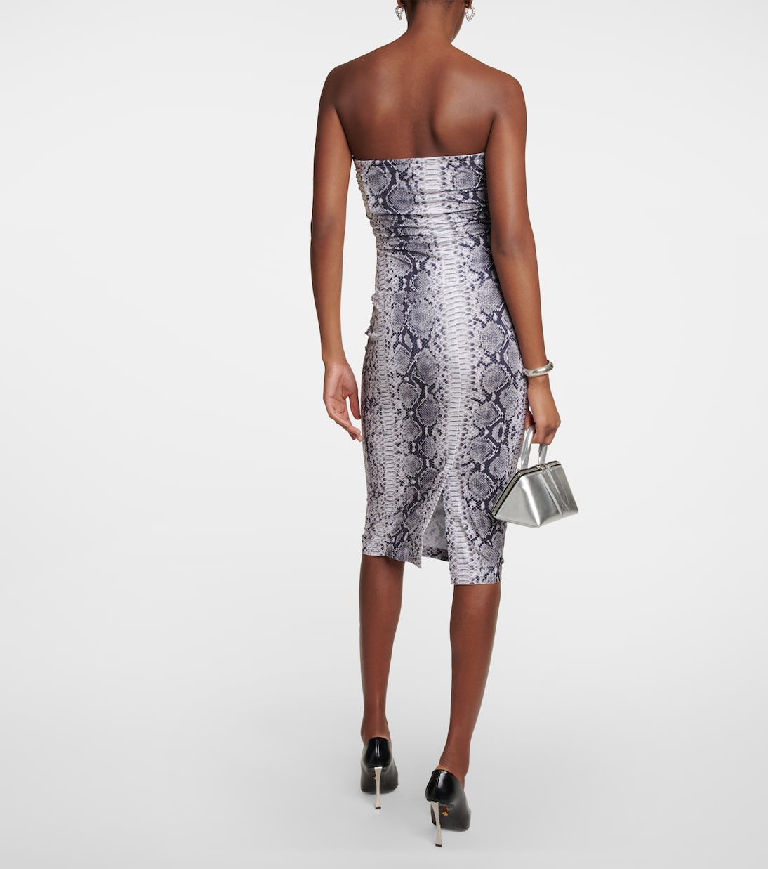 Snake-print bandeau jersey midi dress | Norma Kamali