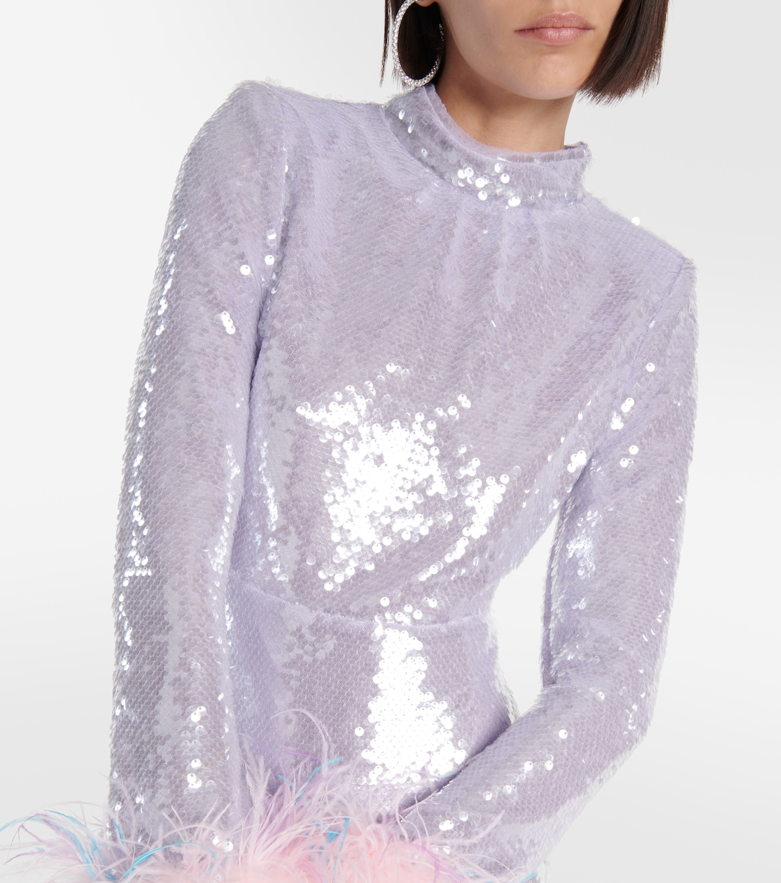 Robe mit Pailletten und Federn | Self-Portrait