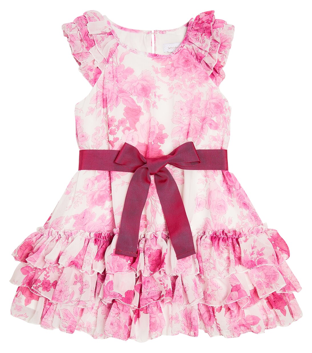Floral bow-detail georgette dress | Monnalisa