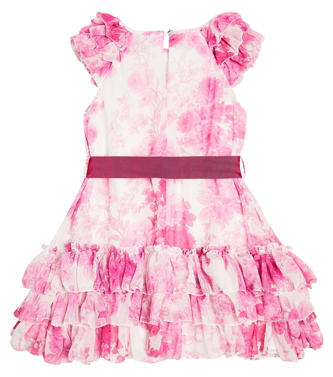 Floral bow-detail georgette dress | Monnalisa