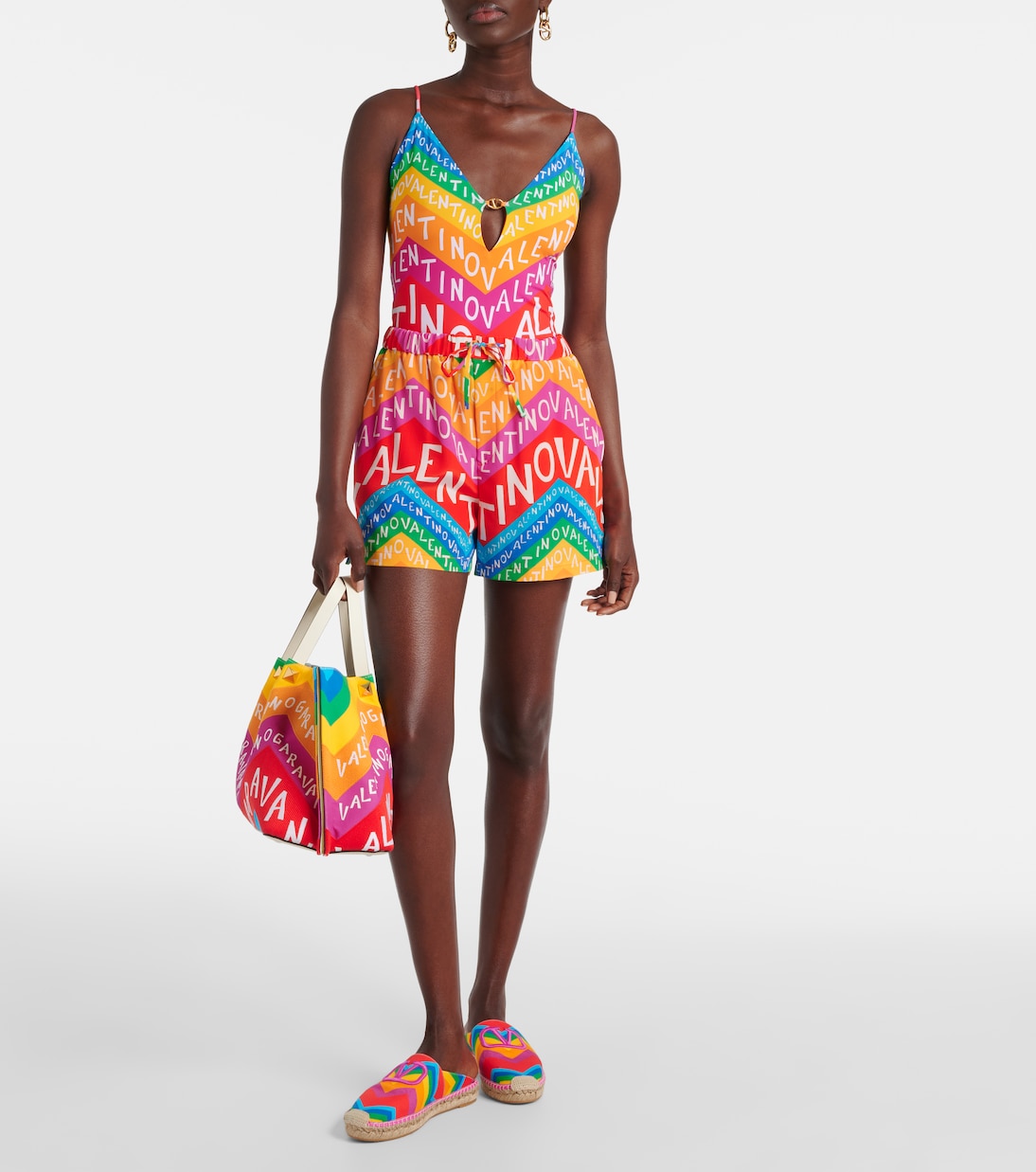 Logo high-rise silk shorts | Valentino