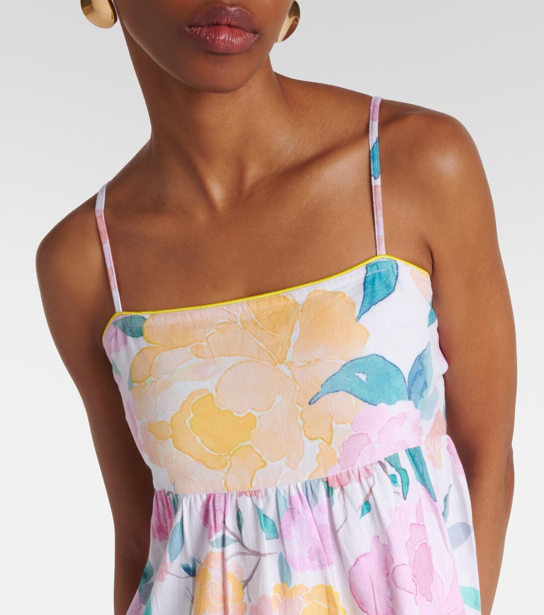 Robe midi en coton et lin à fleurs | Juliet Dunn