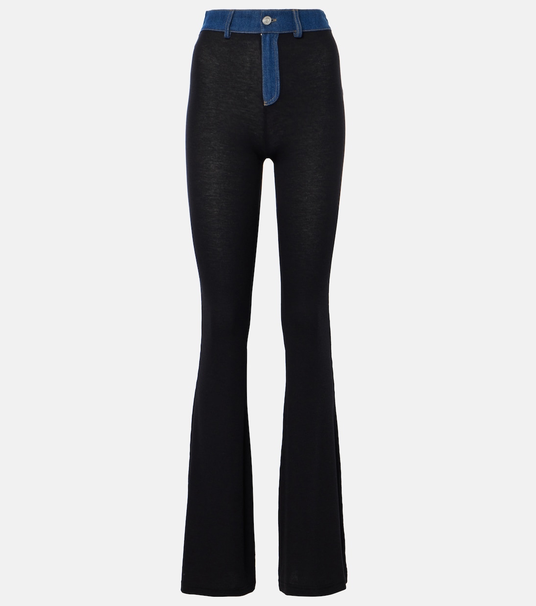 Denim-trimmed high-rise flared pants | Coperni