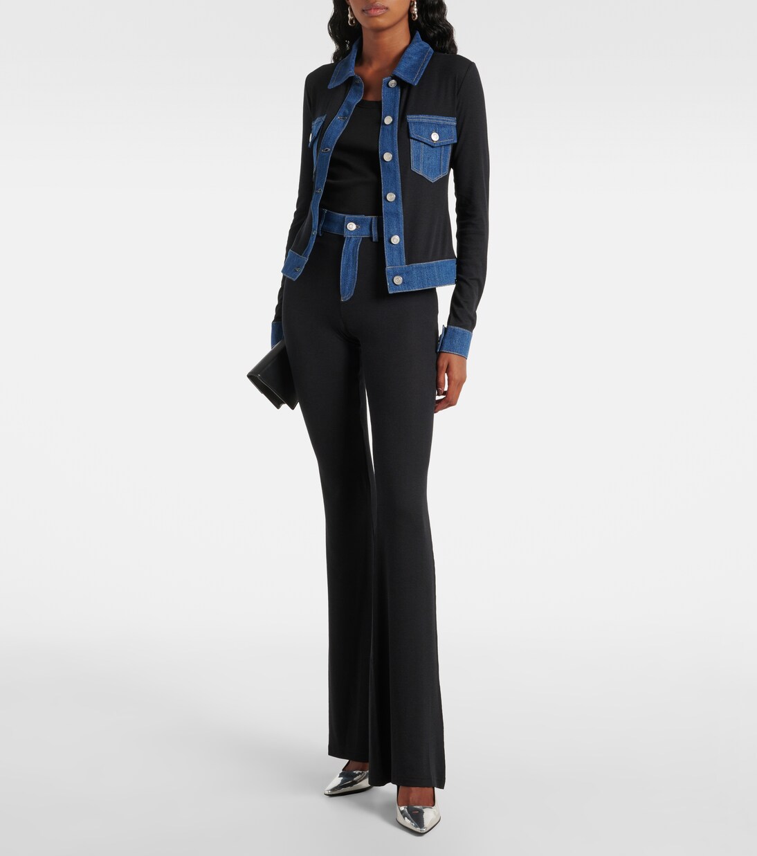 Denim-trimmed high-rise flared pants | Coperni