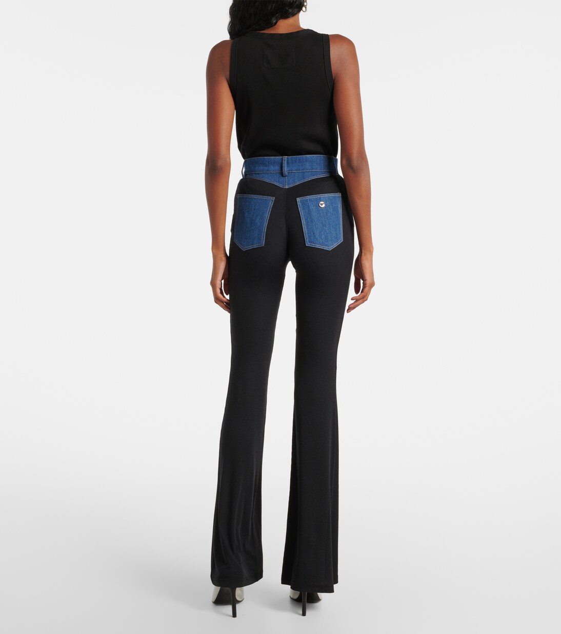 Denim-trimmed high-rise flared pants | Coperni