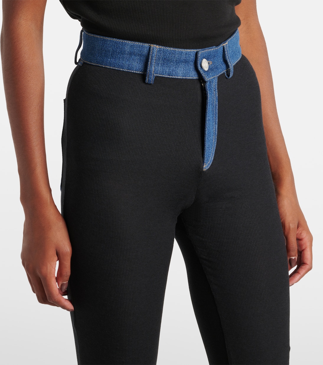 Denim-trimmed high-rise flared pants | Coperni