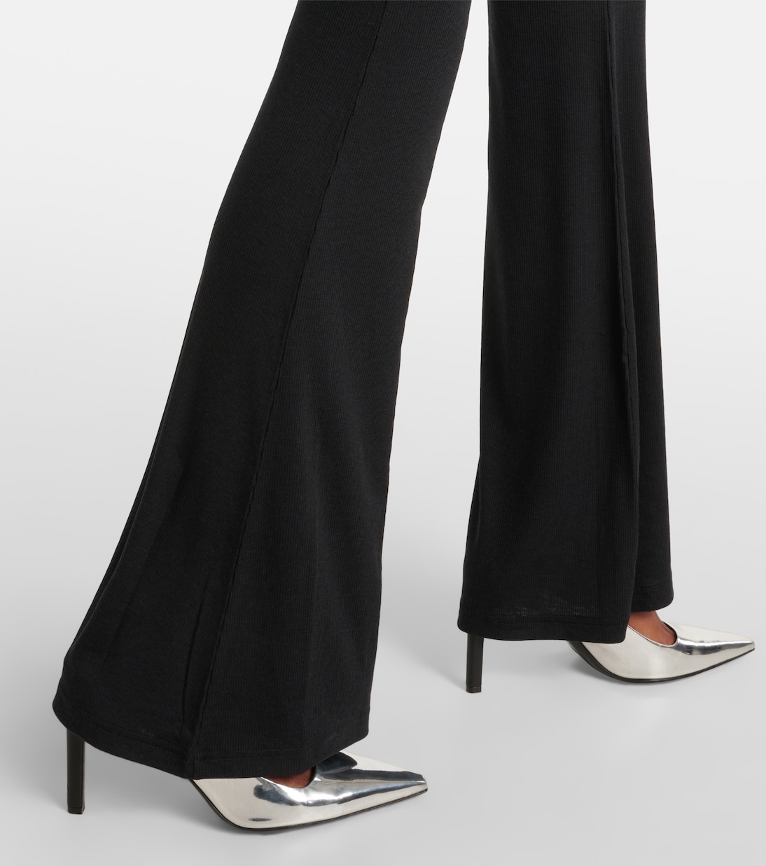 Denim-trimmed high-rise flared pants | Coperni