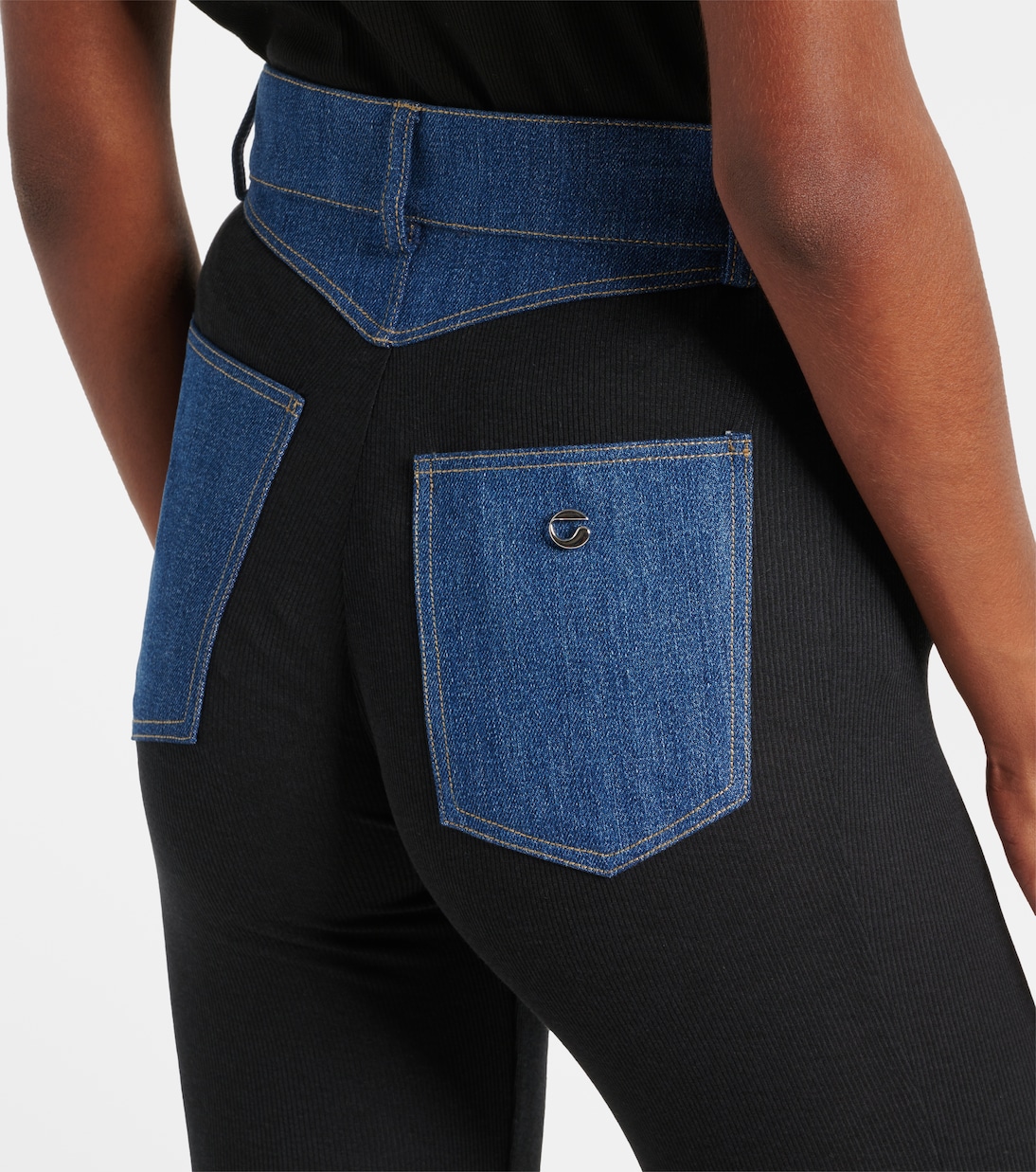 Denim-trimmed high-rise flared pants | Coperni