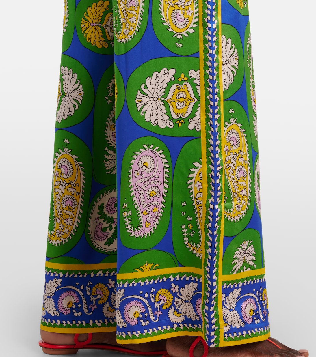 Pantalon ample imprimé en satin de soie | Alémais