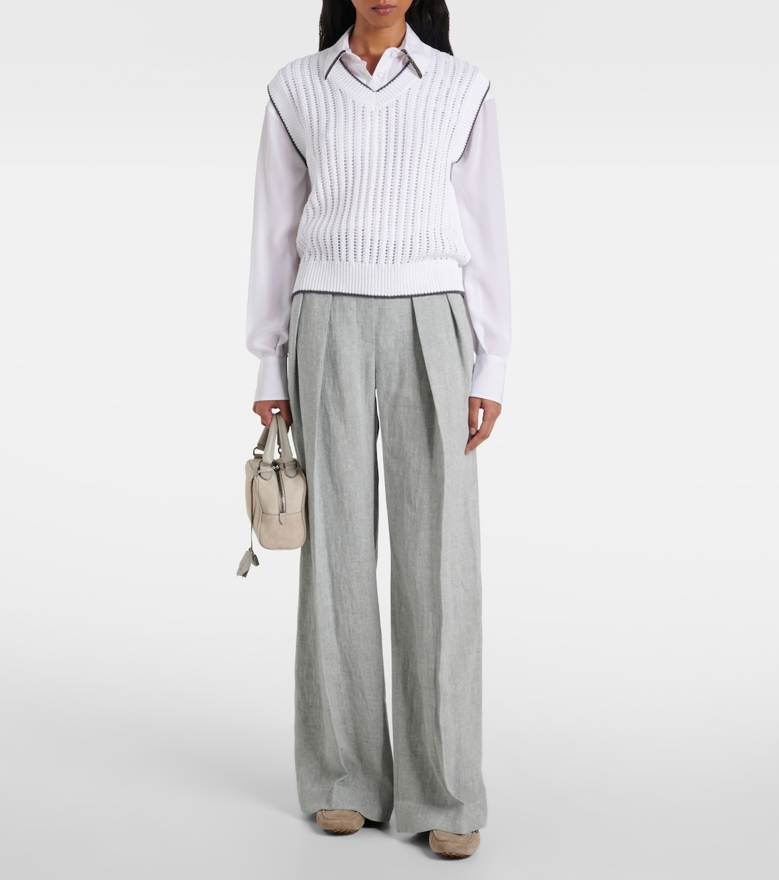 Linen-blend wide-leg pants | Brunello Cucinelli