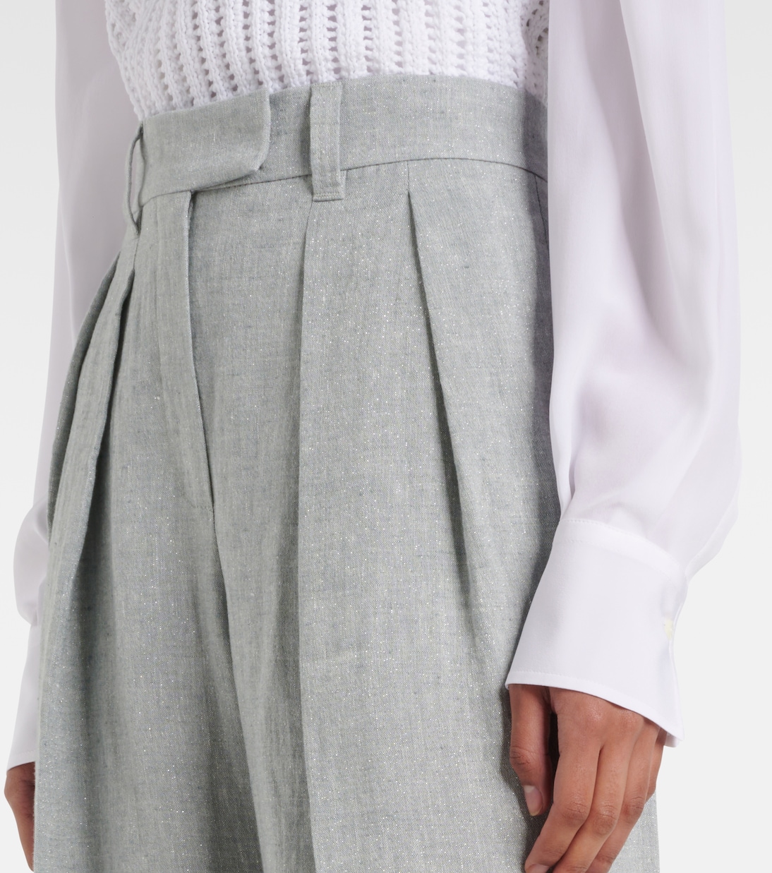 Linen-blend wide-leg pants | Brunello Cucinelli