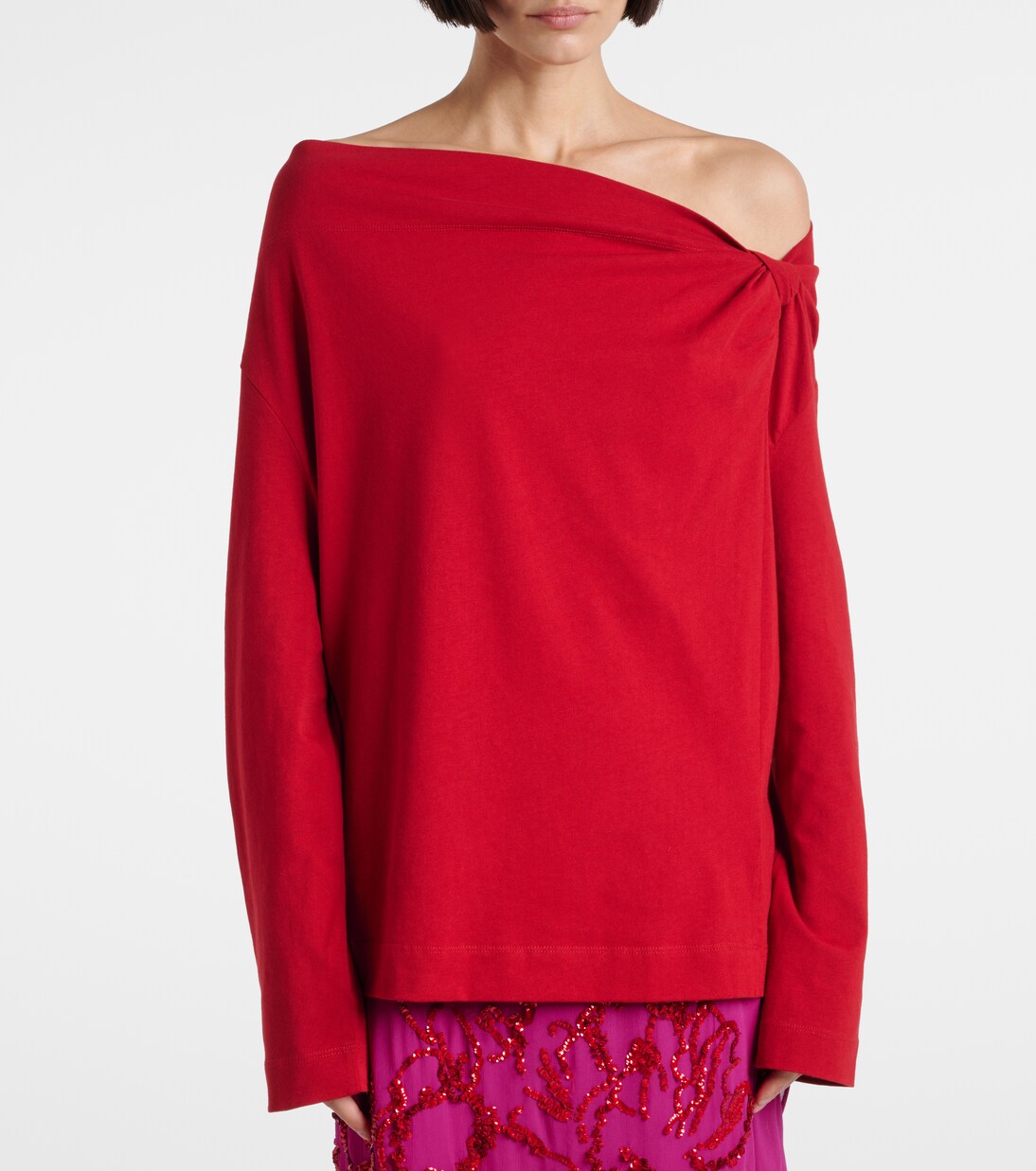 Gathered cotton jersey top | Dries Van Noten