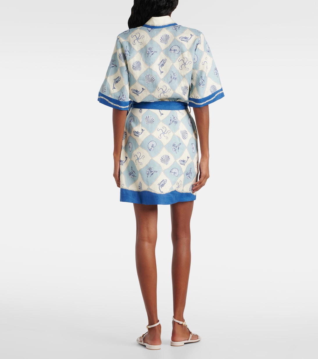 Bedrucktes Hemdblusenkleid aus Leinen | Alémais