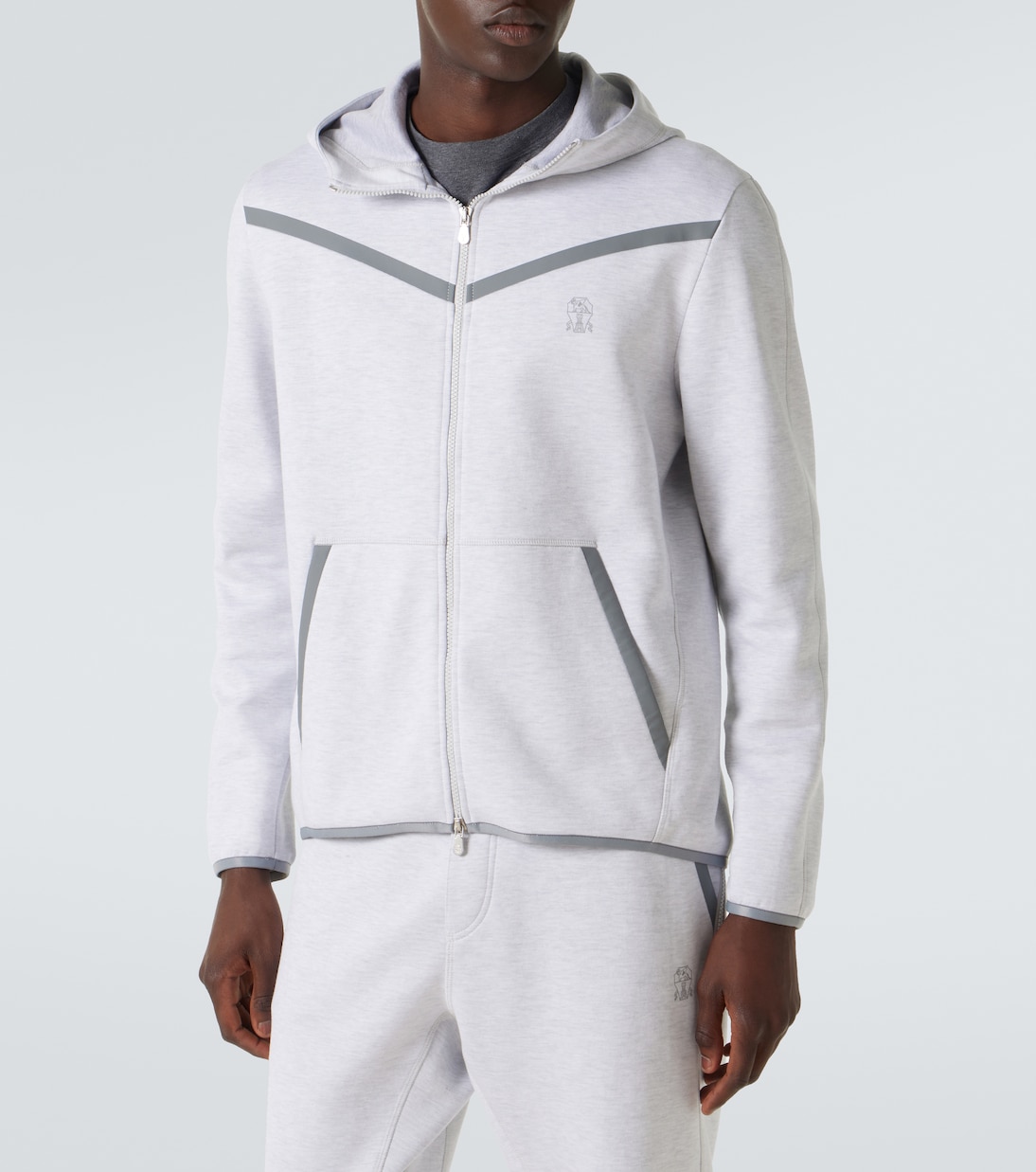 棉质混纺毛圈布拉链帽衫 | Brunello Cucinelli