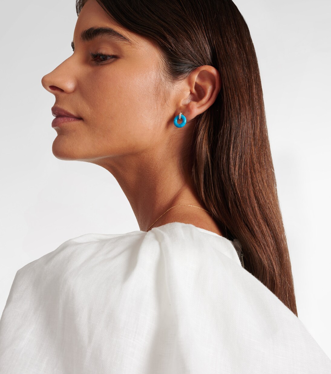 Ohrringe aus Türkis mit 14kt Gelbgold (585/1000) und Diamanten | Mateo