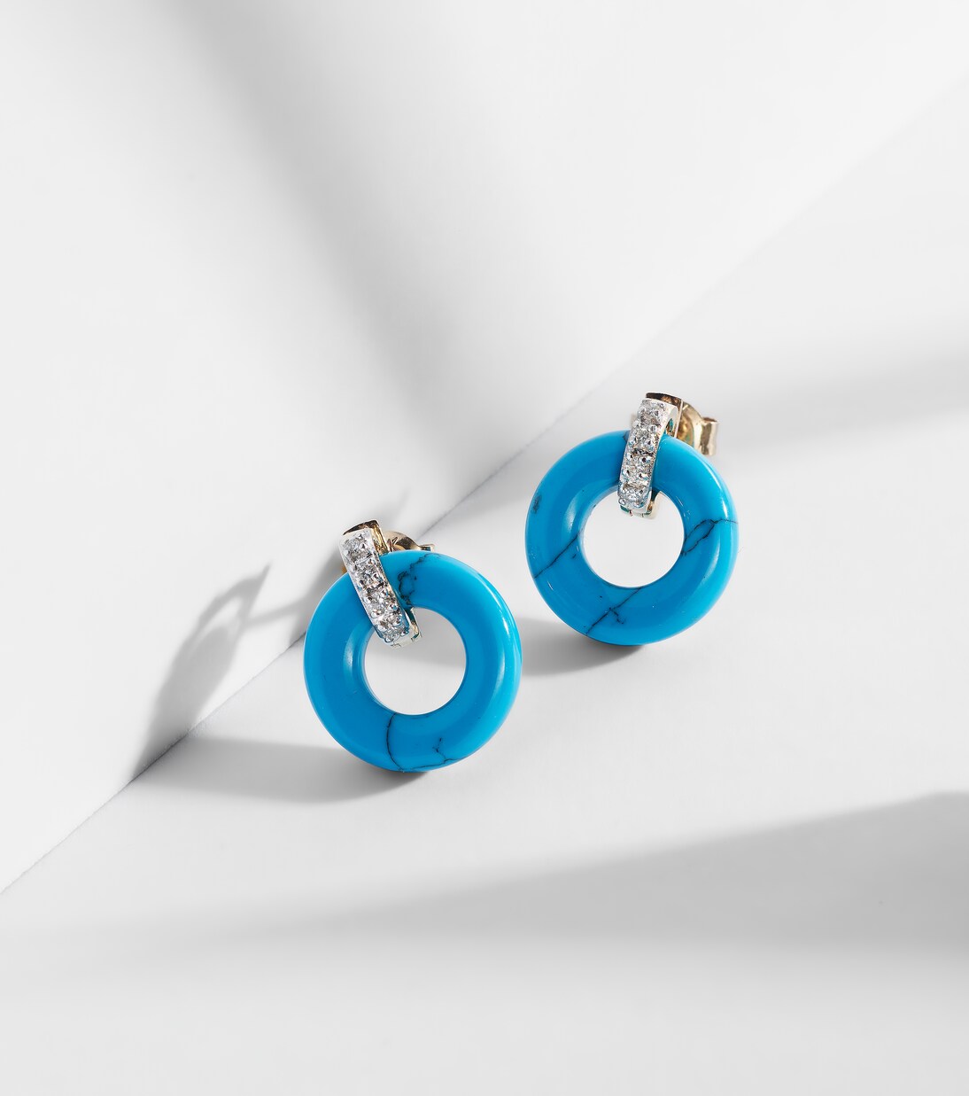 Ohrringe aus Türkis mit 14kt Gelbgold (585/1000) und Diamanten | Mateo