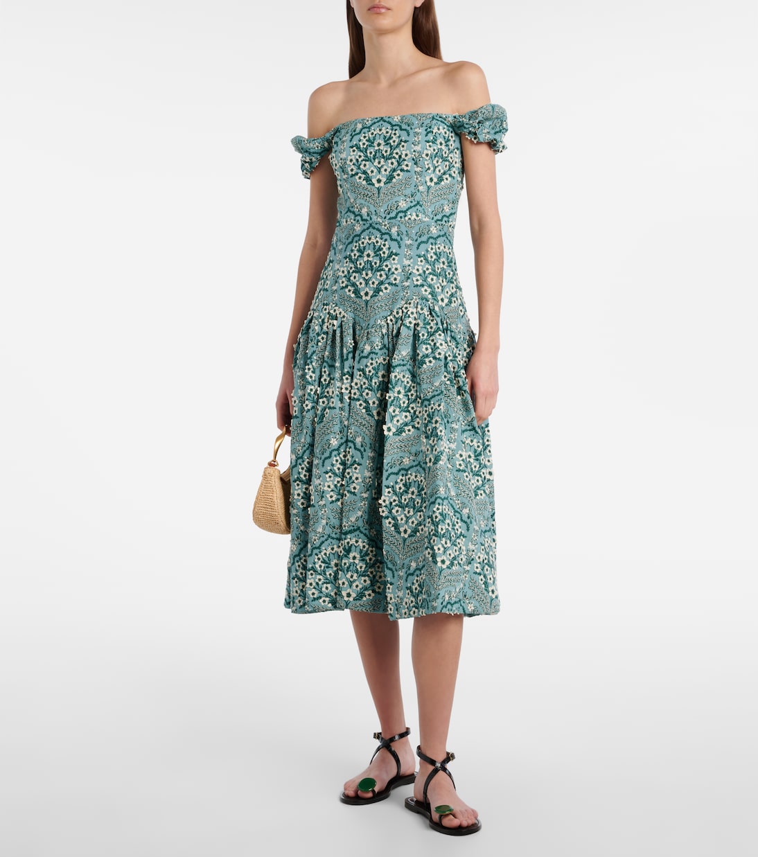 Besticktes Midikleid Siembra aus Baumwolle | Agua by Agua Bendita