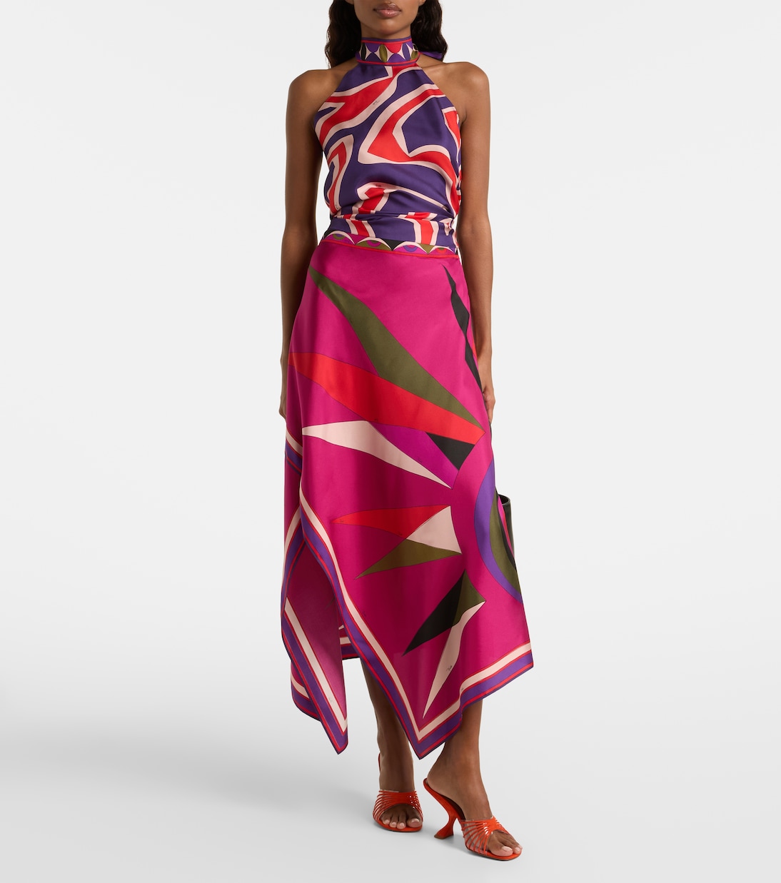 Labirinto halterneck silk satin top | Pucci