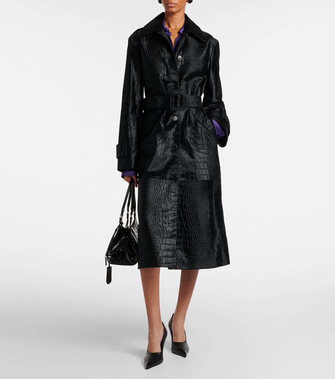 Auger croc-effect calf hair coat | Joseph