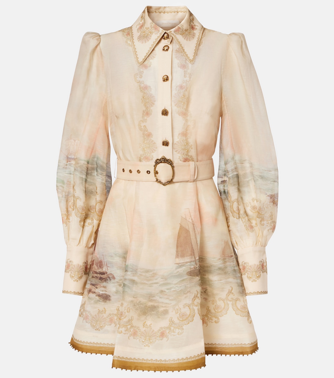 Rebellion Marine printed linen and silk minidress | Zimmermann