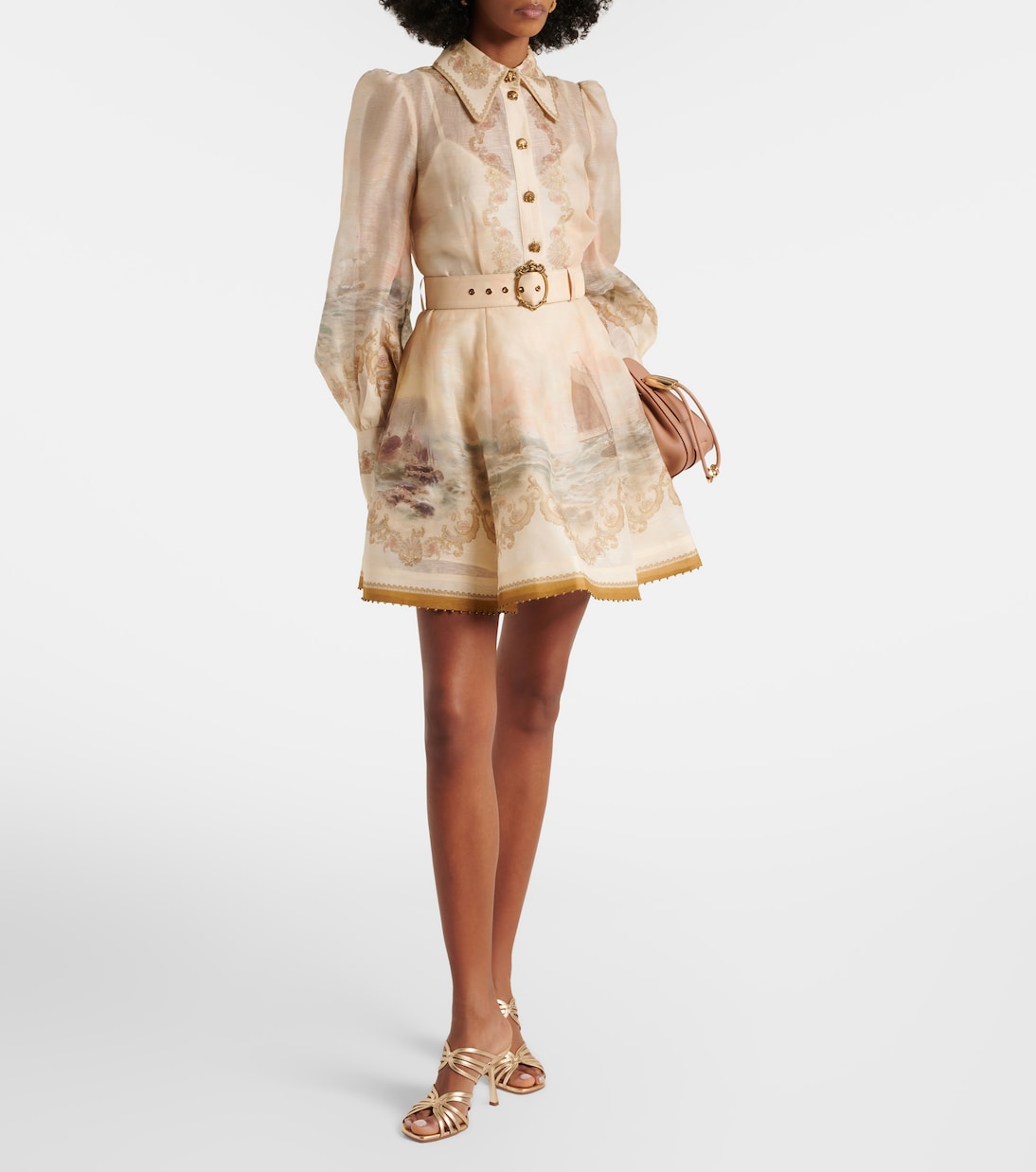 Rebellion Marine printed linen and silk minidress | Zimmermann