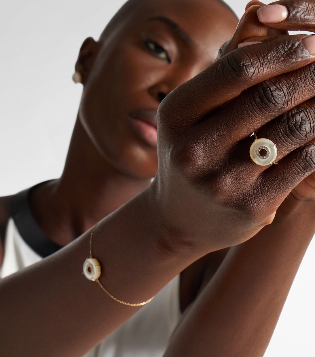 Bague en or 14 ct (585/1000) avec diamants et perles | Mateo