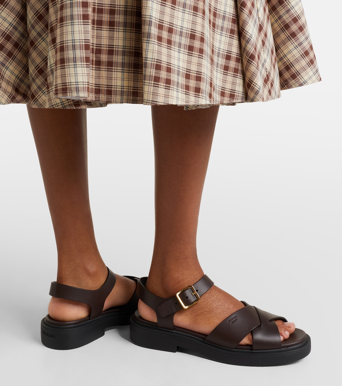 Leather platform sandals | Prada