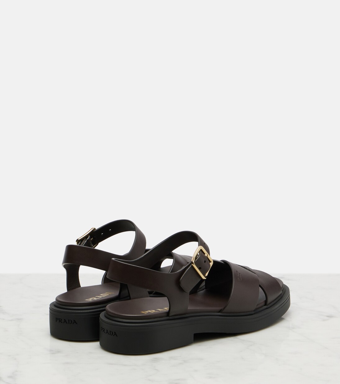 Leather platform sandals | Prada