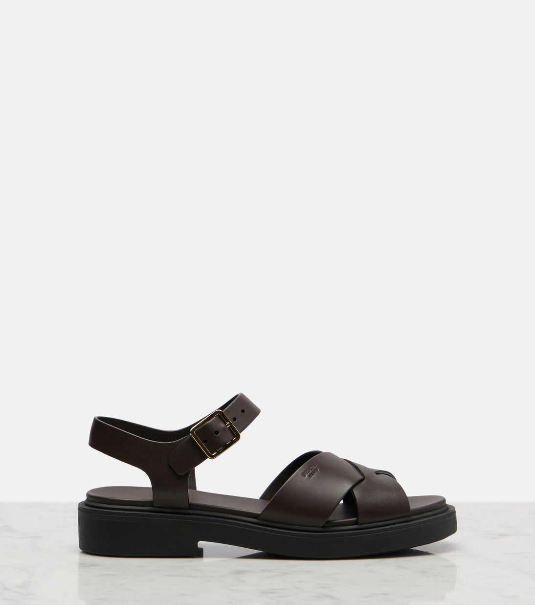Leather platform sandals | Prada