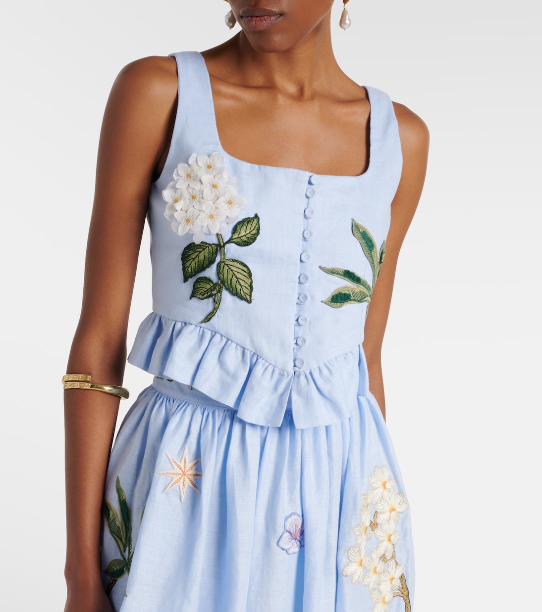 x Andrea Wild Eslabón linen crop top | Agua by Agua Bendita