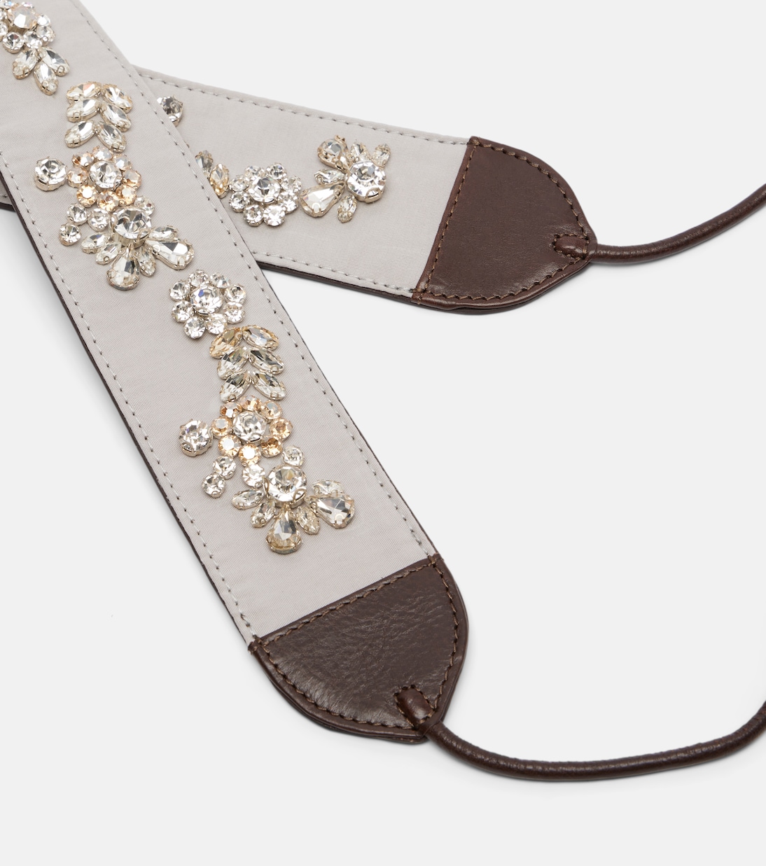 Embellished leather-trimmed cotton belt | Dries Van Noten