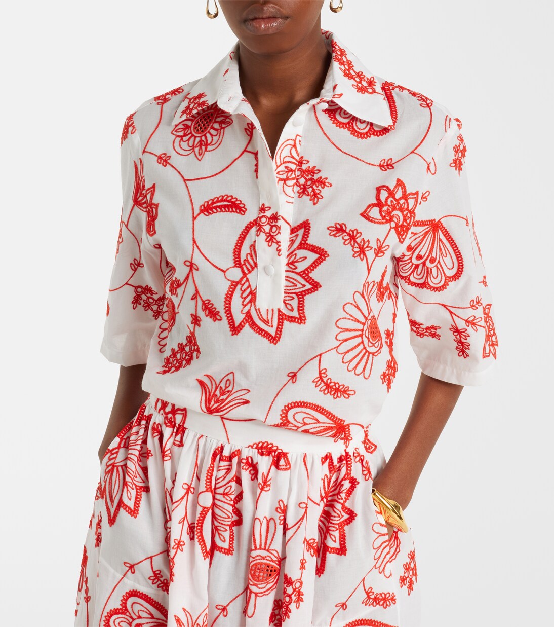 Izana embroidered cotton-blend shirt | Eres
