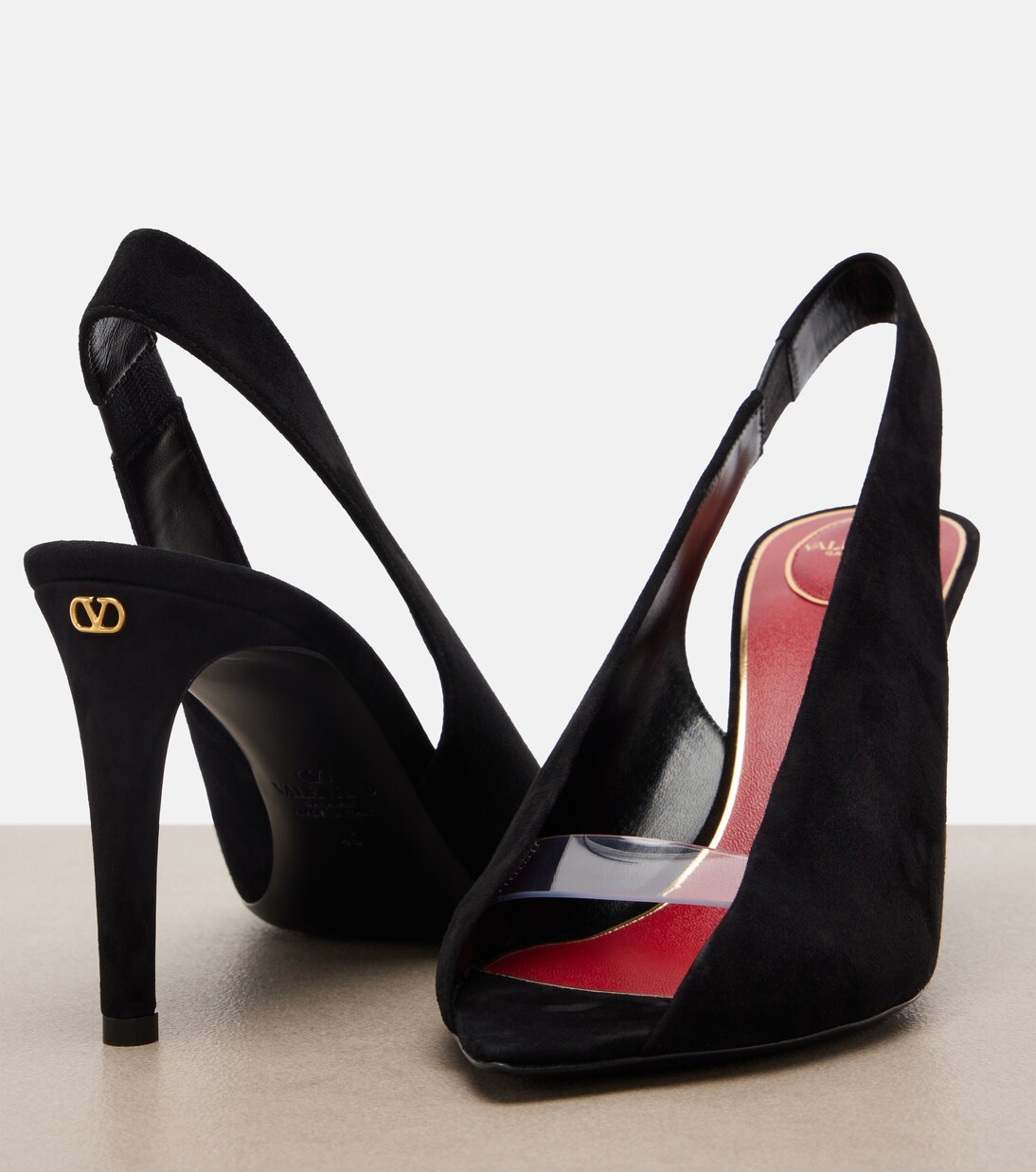 Escarpins slingback Révélé à bout ouvert en daim | Valentino Garavani