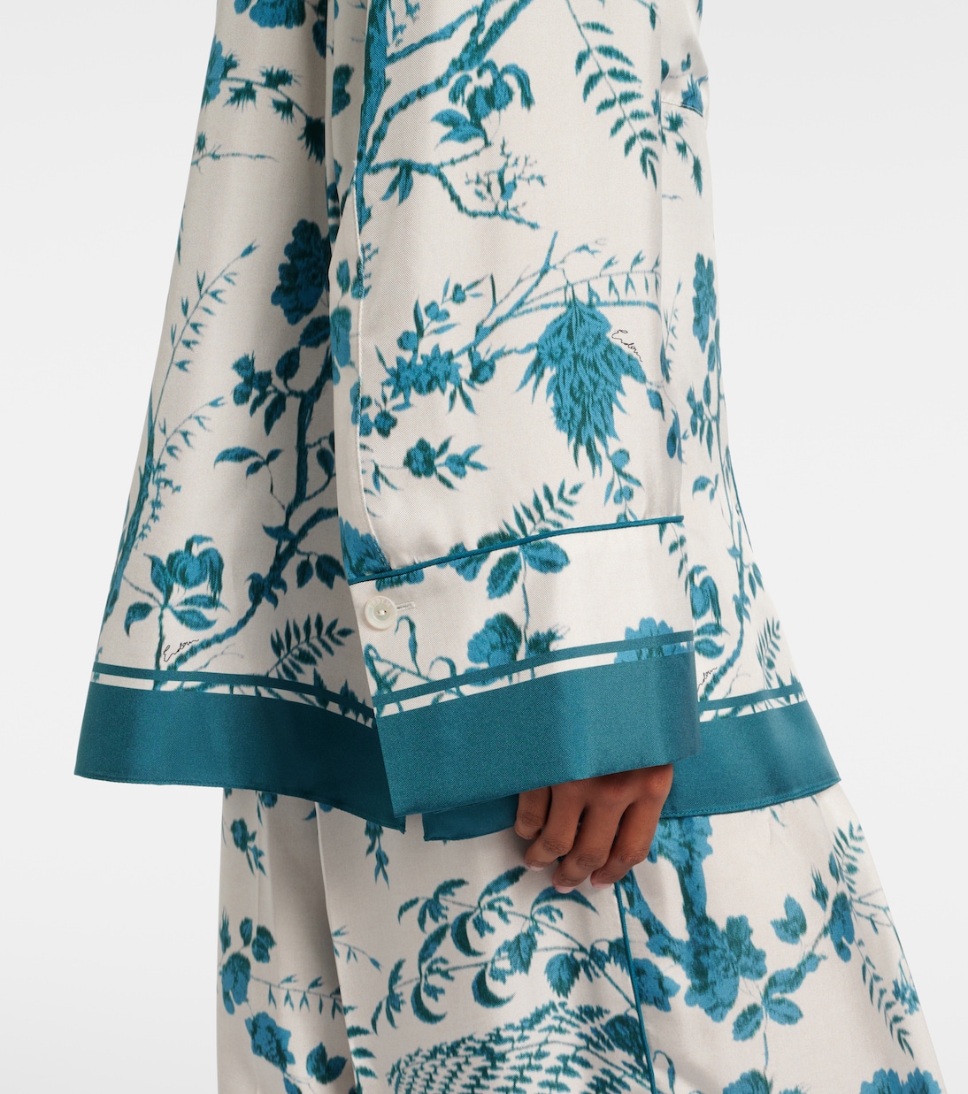 Floral silk pajama shirt | Erdem